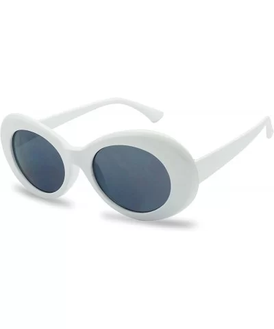 Oval Translucent Colorful Clout Goggles Frame Retro Color Transparent Neutral Lens Sun Glasses - White - CH18D3CL3NO $13.64 G...