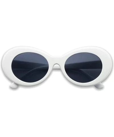 Oval Translucent Colorful Clout Goggles Frame Retro Color Transparent Neutral Lens Sun Glasses - White - CH18D3CL3NO $13.64 G...