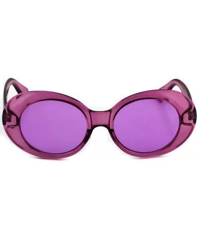 NIRVANA Kurt Cobain Oval Bold Vintage Sunglasses For Women Men Clout Goggle Sunglasses - Candy Purple - CQ180ZYKA4W $11.23 Round