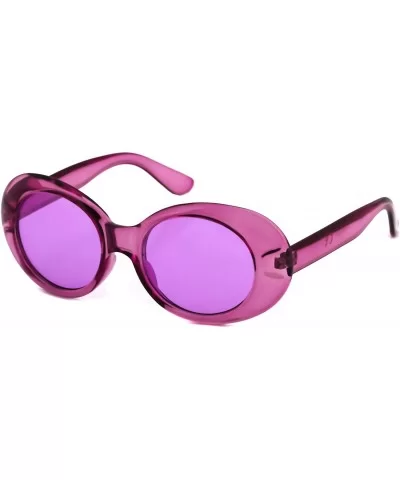 NIRVANA Kurt Cobain Oval Bold Vintage Sunglasses For Women Men Clout Goggle Sunglasses - Candy Purple - CQ180ZYKA4W $11.23 Round