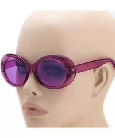 NIRVANA Kurt Cobain Oval Bold Vintage Sunglasses For Women Men Clout Goggle Sunglasses - Candy Purple - CQ180ZYKA4W $11.23 Round