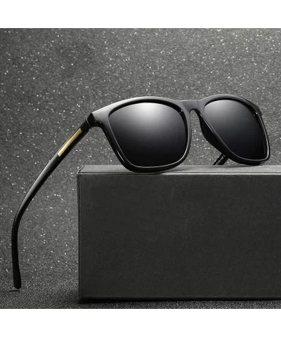 Square Sunglasses Men Polarized TR90 Male Sun Glasses for Driving - Black - C518K6WXOCI $15.91 Square