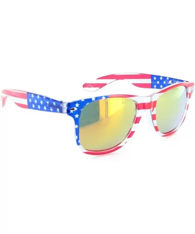 Patriotic American Flag Sunglasses Gift Set (Multi-colored - Mirror & Sunset Color Mirror) - CE12H5KMRVJ $21.98 Wayfarer