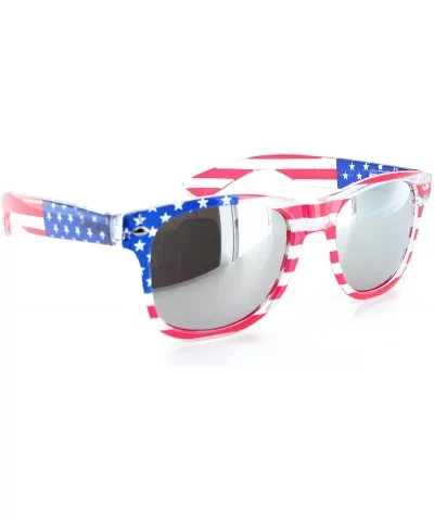 Patriotic American Flag Sunglasses Gift Set (Multi-colored - Mirror & Sunset Color Mirror) - CE12H5KMRVJ $21.98 Wayfarer