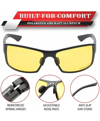 Polarized Aircraft Aluminum Metal Rectangular Sport Sunglasses For Men - CY18HWRZE6U $27.76 Sport