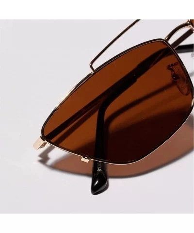 Ladies Sunglasses Women Cat Eye Small Metal Frame Fashion Sun Glasses Square - Gold With Green - C318LS45R0L $13.65 Square