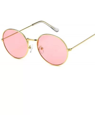 Round Sun Glasses Women Mirror Retro Ladies Luxury Small Sunglasses Brand Designer - Gold Dark Green - CF198A90MSN $57.51 Round