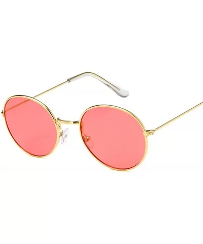 Round Sun Glasses Women Mirror Retro Ladies Luxury Small Sunglasses Brand Designer - Gold Dark Green - CF198A90MSN $57.51 Round