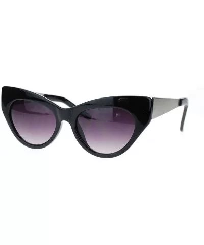 Trendy Runway Fashion Thick Plastic Narrow Cat Eye Sunglasses - Black Silver - CN11YNNIZ0T $12.66 Cat Eye