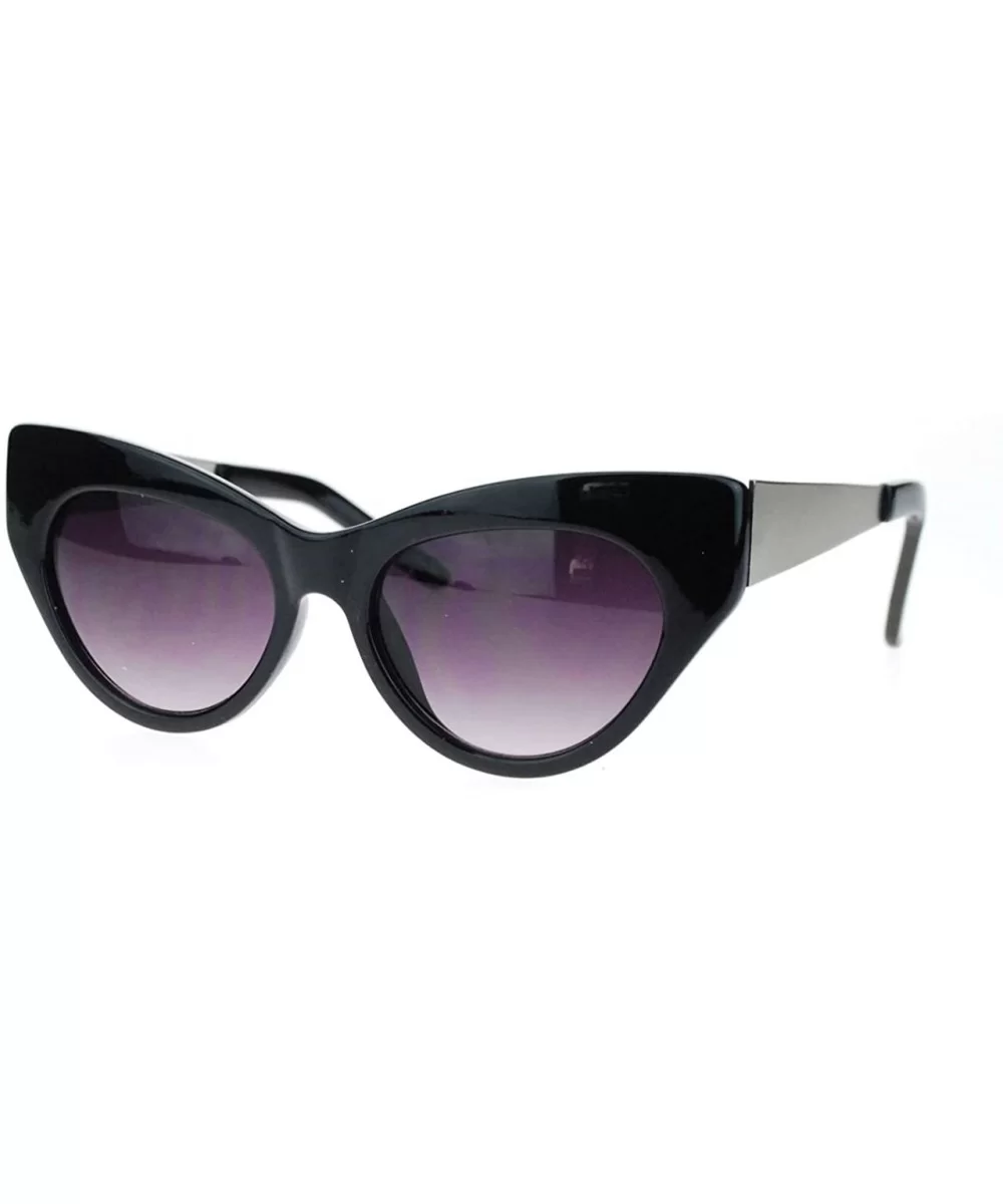 Trendy Runway Fashion Thick Plastic Narrow Cat Eye Sunglasses - Black Silver - CN11YNNIZ0T $12.66 Cat Eye