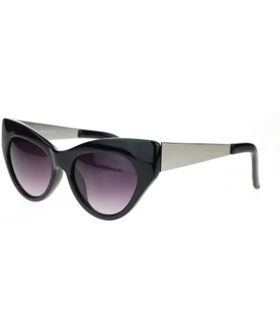 Trendy Runway Fashion Thick Plastic Narrow Cat Eye Sunglasses - Black Silver - CN11YNNIZ0T $12.66 Cat Eye