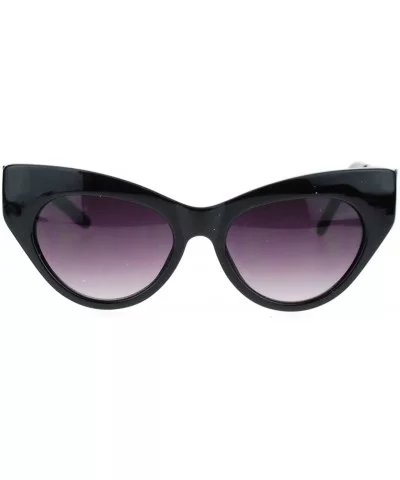 Trendy Runway Fashion Thick Plastic Narrow Cat Eye Sunglasses - Black Silver - CN11YNNIZ0T $12.66 Cat Eye