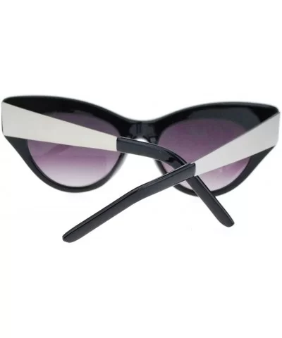 Trendy Runway Fashion Thick Plastic Narrow Cat Eye Sunglasses - Black Silver - CN11YNNIZ0T $12.66 Cat Eye