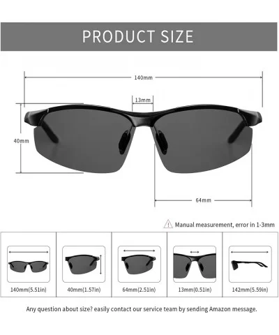 Men's Polarized Sunglasses Sei-Rimless Bike Sunglasses Bicycling Sport Sunglasses Al Mg Metal Frame - Black Night - CX1949CMC...