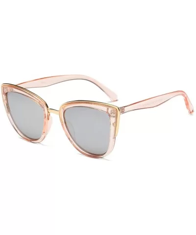 Women Retro Vintage Round Cat Eye UV Protection Fashion Oversized Sunglasses - Pink - CY18WU57LKO $31.83 Round