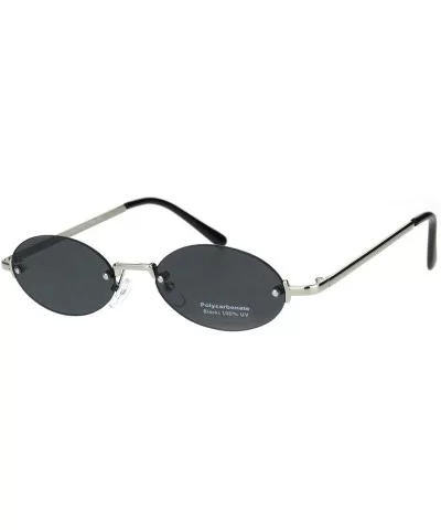 Rimless Oval Shape Sunglasses Unisex Trendy Fashion Metal Frame UV 400 - Silver (Black) - C818SWDW75N $13.96 Rimless