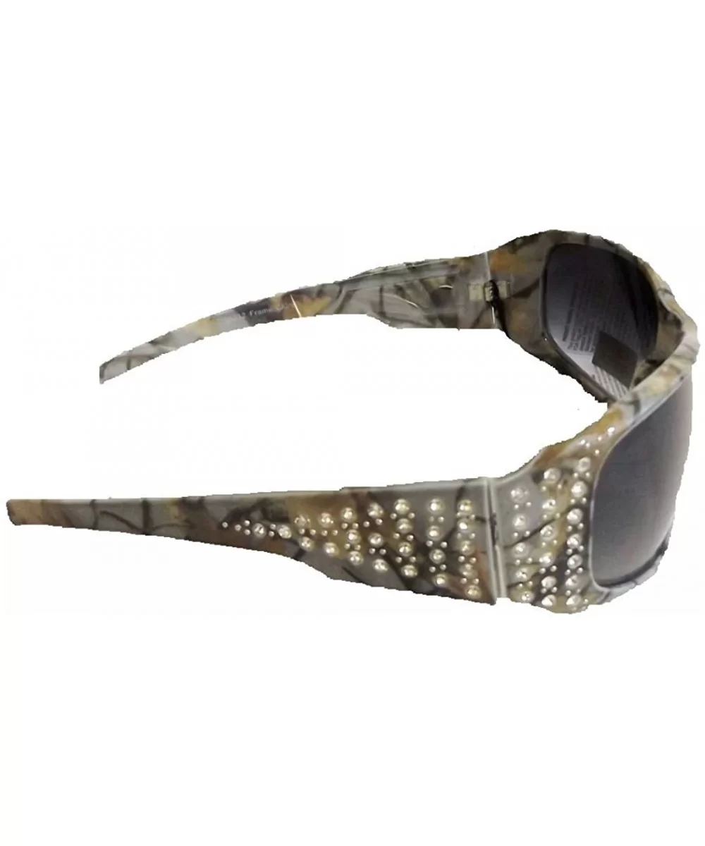 Camo Camouflage Western Ladies Rhinestone Sunglasses - Gray Blue - CX1869LITU9 $20.95 Rectangular