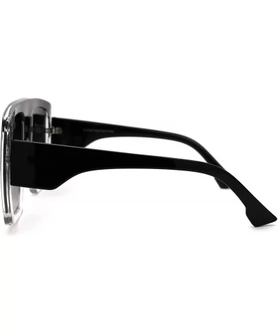 Retro Flat Top Oversize Rectangular Mobster Sunglasses - Black Clear Silver Mirror - C018UTH0EO2 $17.95 Rectangular