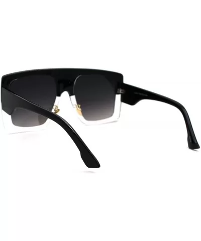 Retro Flat Top Oversize Rectangular Mobster Sunglasses - Black Clear Silver Mirror - C018UTH0EO2 $17.95 Rectangular