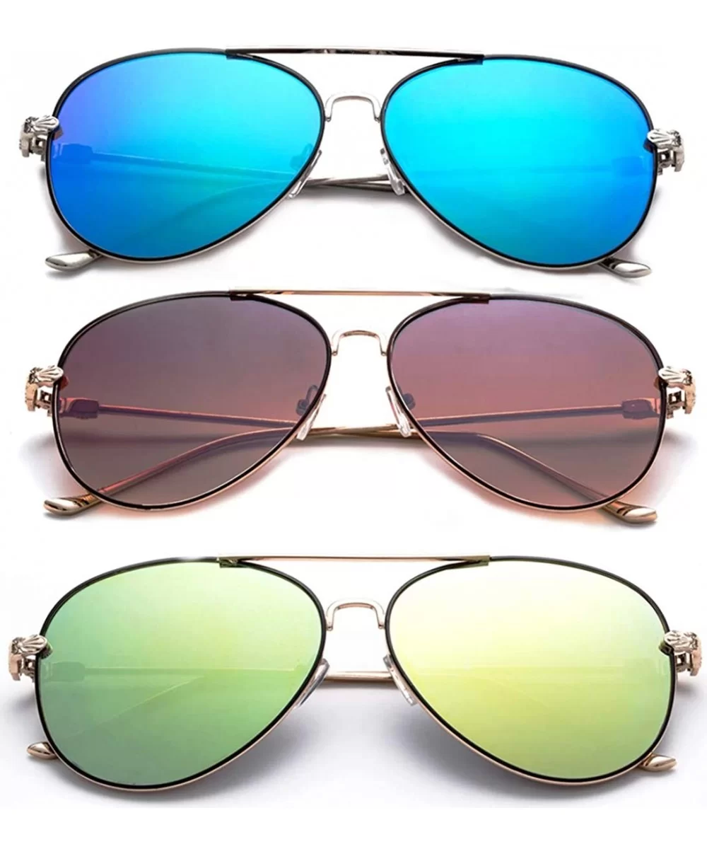 New Trending Aviator Fashion Sunglasses for Women UV Protection Lenses - 3 Pack Green- Brown- Yellow - CD184YUZ4X7 $24.20 Avi...