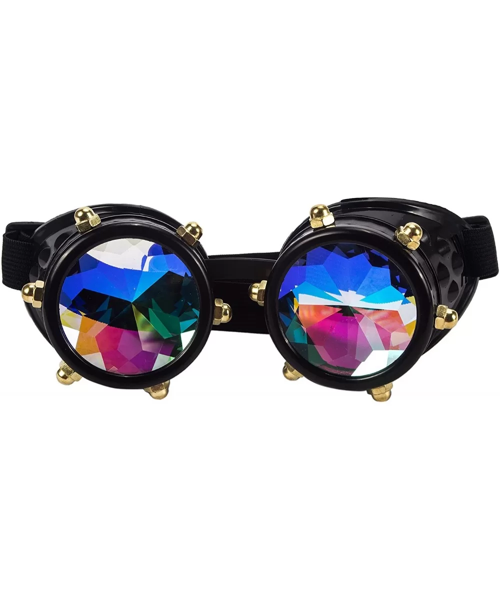 Rainbow Prism Kaleidoscope Glasses Victorian Style Steampunk Goggles - Black(screw) - C018SZWI9KN $13.66 Round