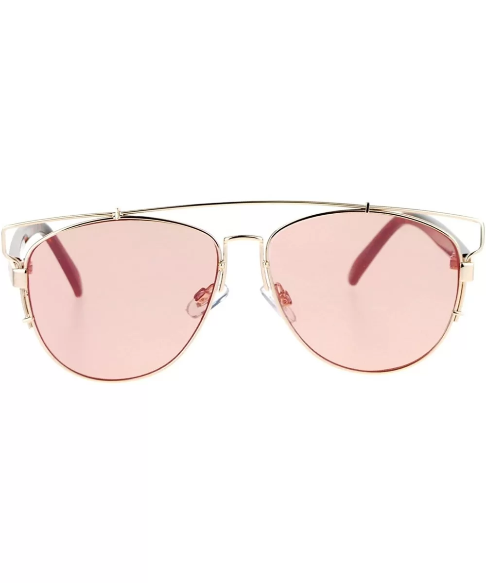 Ultra Flat Unique Retro Mirrored Lens Wire Half Rim Look Sunglasses - Gold Peach - C912GUBU1P3 $18.05 Wayfarer