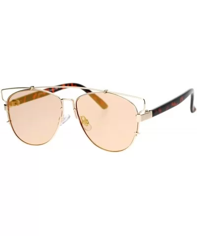 Ultra Flat Unique Retro Mirrored Lens Wire Half Rim Look Sunglasses - Gold Peach - C912GUBU1P3 $18.05 Wayfarer