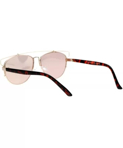 Ultra Flat Unique Retro Mirrored Lens Wire Half Rim Look Sunglasses - Gold Peach - C912GUBU1P3 $18.05 Wayfarer