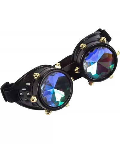 Rainbow Prism Kaleidoscope Glasses Victorian Style Steampunk Goggles - Black(screw) - C018SZWI9KN $13.66 Round