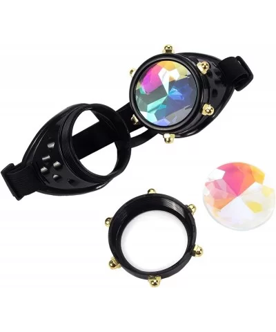 Rainbow Prism Kaleidoscope Glasses Victorian Style Steampunk Goggles - Black(screw) - C018SZWI9KN $13.66 Round