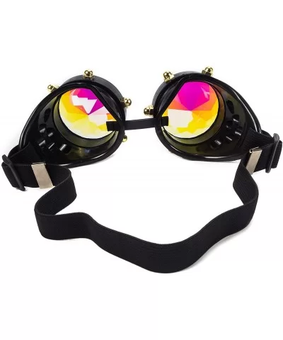 Rainbow Prism Kaleidoscope Glasses Victorian Style Steampunk Goggles - Black(screw) - C018SZWI9KN $13.66 Round