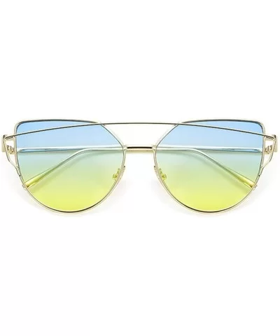 Designer Cat Eye Sunglasses Women Vintage Metal Reflective Glasses Mirror Retro Oculos De Sol Gafas - CZ19850HLYM $42.00 Square