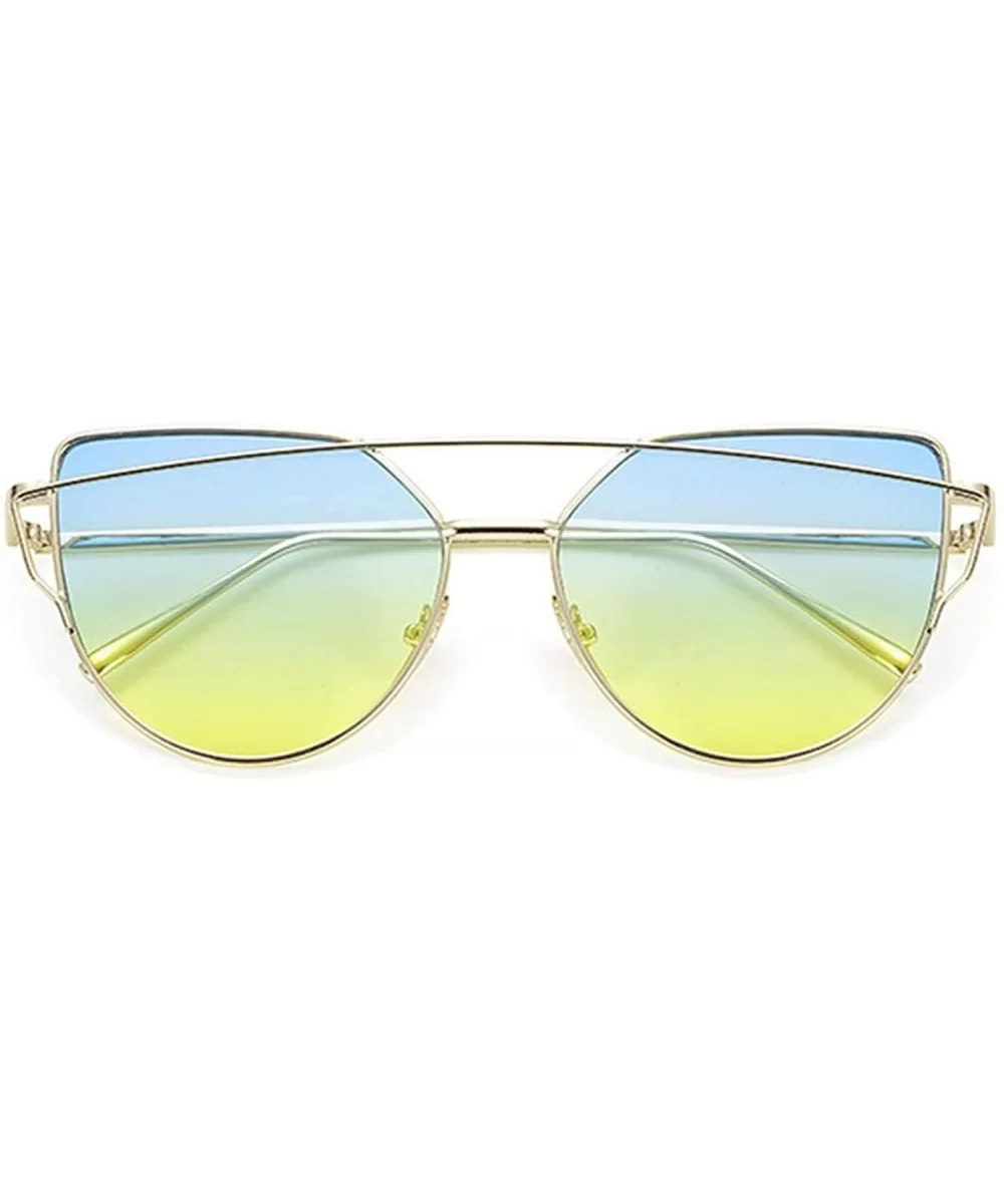 Designer Cat Eye Sunglasses Women Vintage Metal Reflective Glasses Mirror Retro Oculos De Sol Gafas - CZ19850HLYM $42.00 Square