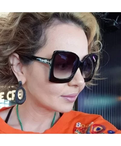 Fashion Oversized Women Sunglasses Brand Designer Plastic Female Big Frame Gradient Sun Glasses UV400 - CS198A2629E $51.85 Ov...