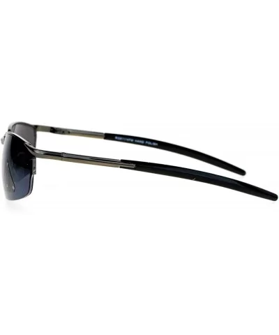 Oval Rectangular Sunglasses Half Rim Unisex Fashion Spring Hinge UV 400 - Gunmetal - CF188ZZRRSI $13.75 Rectangular