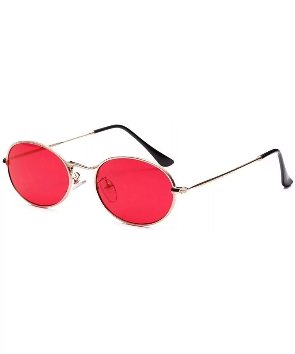 New Fashion Brand Oval Sunglasses For Women Girls Vintage Alloy Red Black Clear Lens Sun Glasses Female Male - 1 - CT198GC8XS...