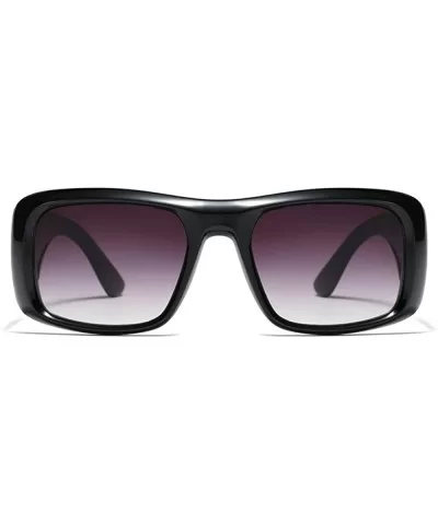 Vintage Inspired Designer Square Sunglasses Unisex Rectangular Frame Thick Rim - Black - CU18Z8ATNOX $22.15 Rectangular