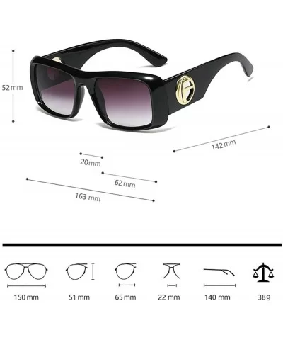 Vintage Inspired Designer Square Sunglasses Unisex Rectangular Frame Thick Rim - Black - CU18Z8ATNOX $22.15 Rectangular