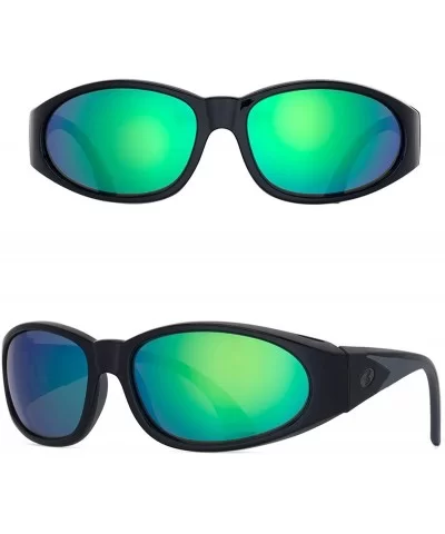 Sunglasses for Men & Women- Polarized glass lens- Color Mirrored Scratch Proof - Black/Green Mirrored - CJ19687M5MK $55.45 Ov...