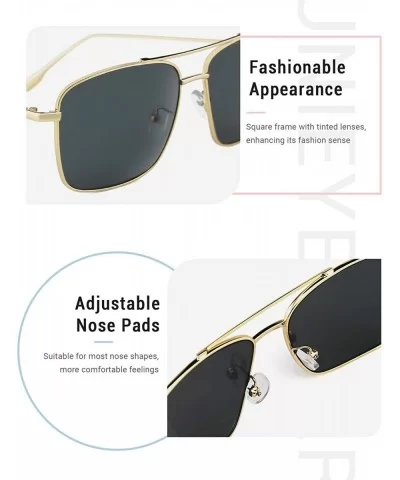 Square Sunglasses for Women Men Chic Style Metal Frame UV400 Protection - Black - C518ROWNIZQ $16.09 Oversized