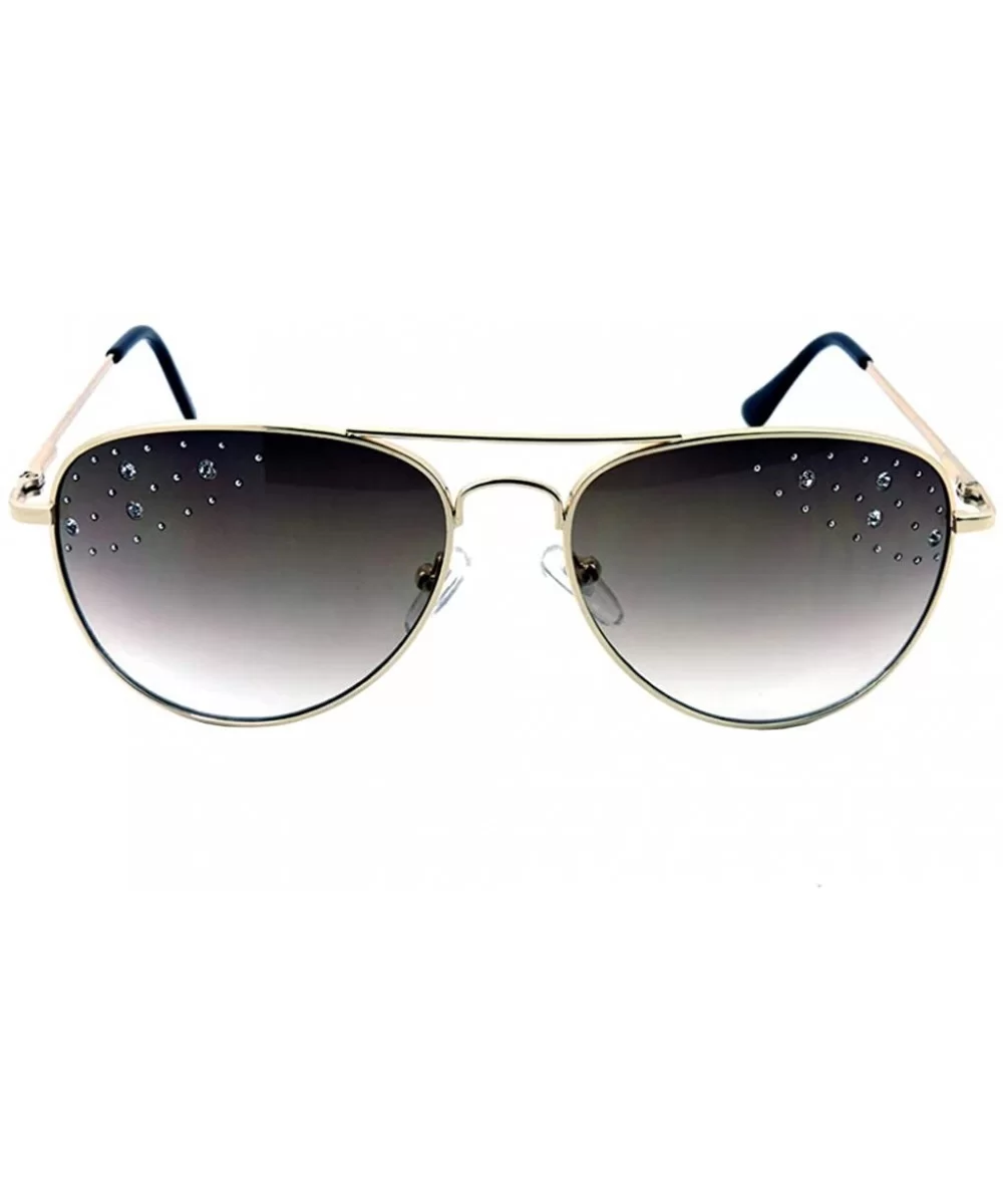 Aviators Mirrored Sunglasses Metal Frame Women Mens UV400 - Tan Gold Crysal Ob Glass - CV18RMKKQQQ $16.78 Aviator