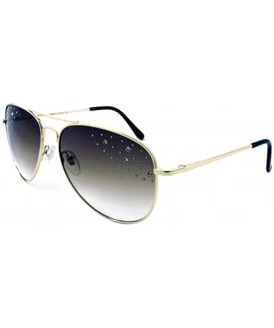 Aviators Mirrored Sunglasses Metal Frame Women Mens UV400 - Tan Gold Crysal Ob Glass - CV18RMKKQQQ $16.78 Aviator