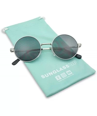 Small 45mm Round 60s John Lennon Circle Metal Frame Sunglasses - Silver - C01258KEKWR $13.64 Square