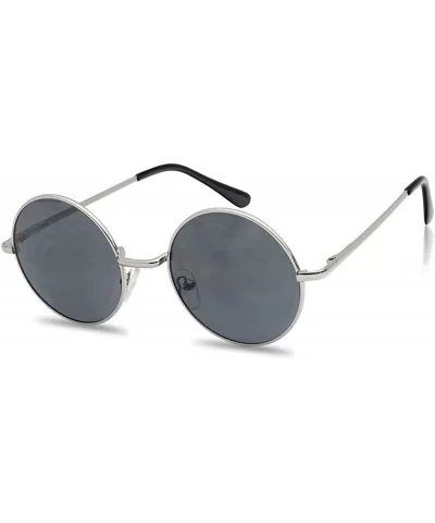 Small 45mm Round 60s John Lennon Circle Metal Frame Sunglasses - Silver - C01258KEKWR $13.64 Square