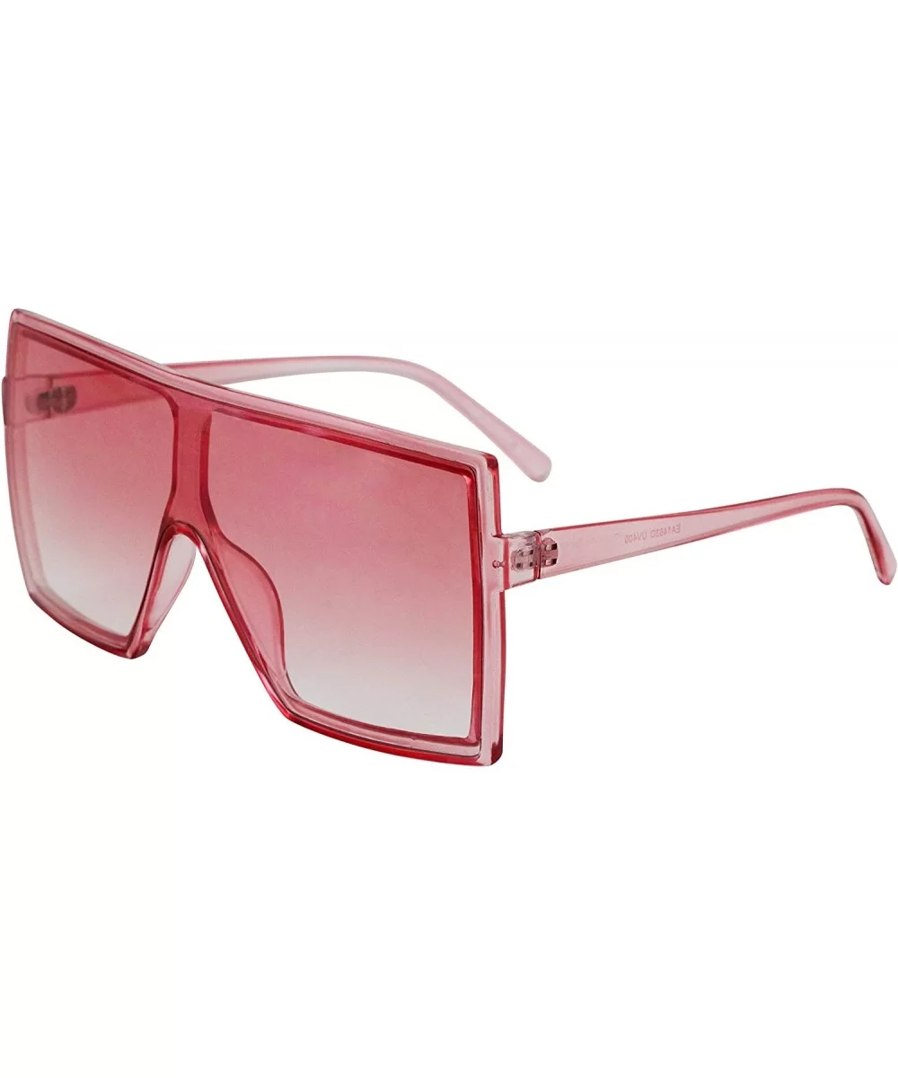 Large Sunglasses for Women Oversized Men Flat Top Fashion Trendy Mono Lens Shades - Pink - CM19CZ58OM3 $17.55 Square