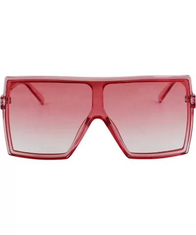 Large Sunglasses for Women Oversized Men Flat Top Fashion Trendy Mono Lens Shades - Pink - CM19CZ58OM3 $17.55 Square