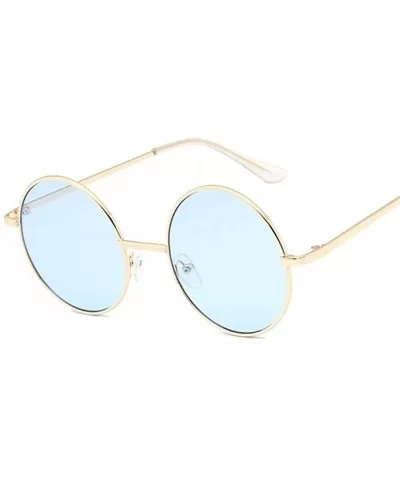 Retro Round Sunglasses Women Vintage Small Unisex Metal Frame Color Lenses Sun Glasses Female UV400 - CQ198UEDEOT $14.83 Round