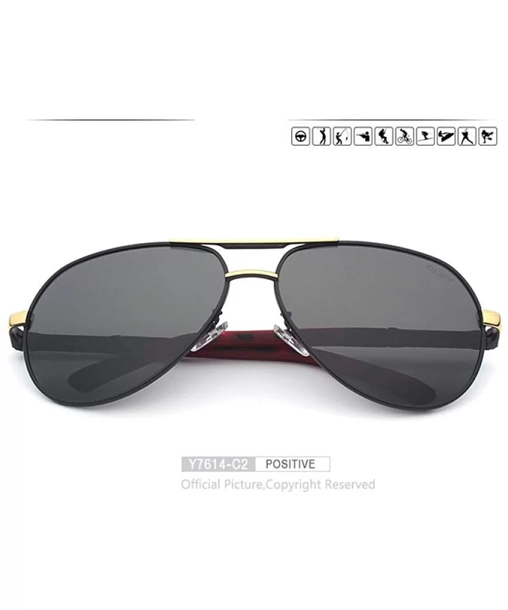 Men Sunglasses Aluminum Magnesium Polarized Pilot Glasses Fashion Y7614 C1 BOX - Y7614 C2 Box - CA18XEC7OSL $23.18 Oversized