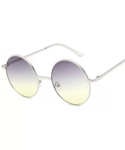 Retro Round Sunglasses Women Vintage Small Unisex Metal Frame Color Lenses Sun Glasses Female UV400 - CQ198UEDEOT $14.83 Round