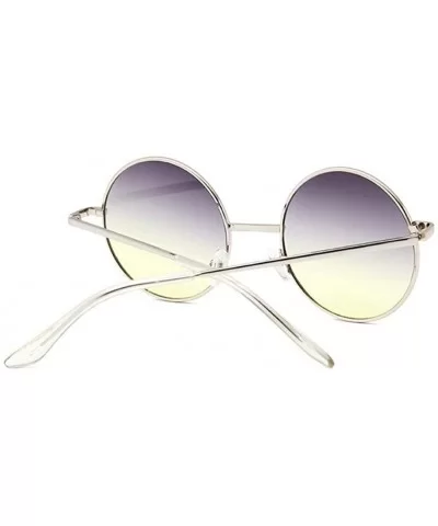 Retro Round Sunglasses Women Vintage Small Unisex Metal Frame Color Lenses Sun Glasses Female UV400 - CQ198UEDEOT $14.83 Round